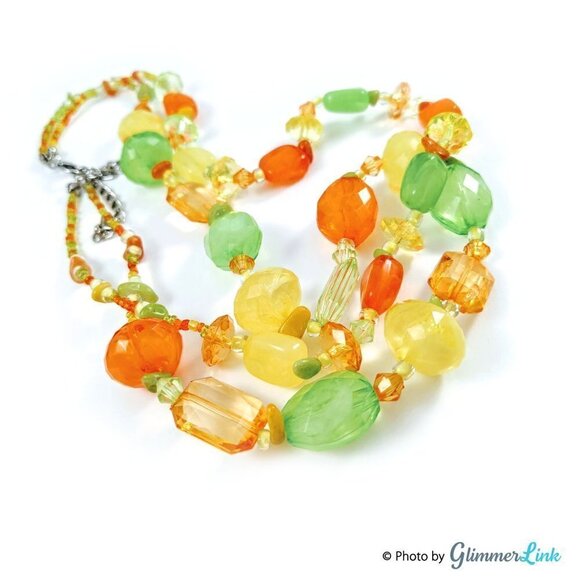 Vibrant Double Strand Fruit Salad Style Beaded Necklace - Picture 6 of 9